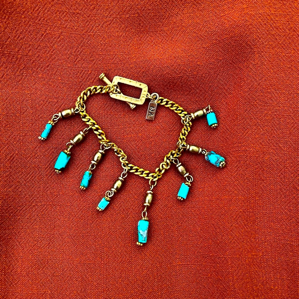 Vanessa Mooney Turquoise & Gold Plated Bracelet